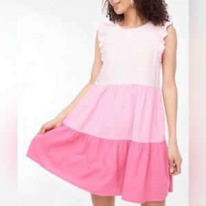J. Crew Women's Tiered Dress in Light and Dark Pink